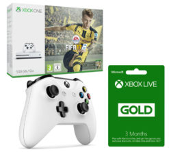 MICROSOFT Xbox One S with FIFA 17 with Controller & 3 Months Xbox LIVE Gold Membership Bundle - 500 GB